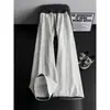 Pantalones de chándal de retazos a cuadros deconstruidos estilo americano para hombre, finos de verano, de alta gama, transpirables, de pierna recta, holgados, de pierna ancha