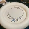 Pulseira Pingente Estilo Resort Estrela do Mar Concha Cauda de Peixe com Zircônia, Design Único, Joia Estilosa e Versátil