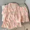 Entity Packing Nube Algodón Verano Nuevo Estilo Pijama para Mujer Delgado Dulce Dibujos Animados Manga Corta Pantalón Corto Conjunto de Ropa para el Hogar