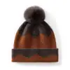 Nueva colección otoño/invierno 2026: Gorro de punto de cachemira de estilo coreano, moderno y versátil, para mujer, con pompón de bloques de color, cómodo y cálido para el clima frío
