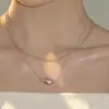 Colar simples e elegante com pingente irregular em formato de gota d'água, corrente lisa empilhada de camada dupla versátil, nova corrente para clavícula de luxo leve para mulheres
