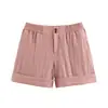 Comércio Exterior 2026 Verão Novo Estilo Europeu e Americano Moda Feminina Casual Solto Bainha Dobrada Shorts 9929024