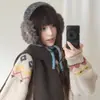 Orejeras de Peluche Dulces y Lindas de Color Contrastante con Cordones para Mujer, Nuevas Orejeras Calientes de Invierno, Calentadores de Oídos a Prueba de Viento para Ciclismo