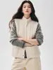Esencial para Capas~ Chaleco de Cachemira para Mujer, Abrigo de Algodón Texturizado, Engrosado con Bolsillos, Cárdigan de Punto Color Block, Chaqueta sin Mangas