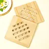 Tapete isolante térmico de bambu, jogo americano para mesa de jantar, vazado, antiderrapante, à prova d'água, à prova de óleo, base anti-queimadura para panelas, base para tigelas, base para caçarolas, atacado e feito sob medida