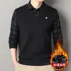 Otoño e invierno nuevo camisa de hombre con forro polar engrosada de dos piezas falsas cuello de camisa joven y de mediana edad cálida suéter grueso para hombre