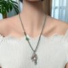 Pingente de Colar de Pérola Natural de Água Doce com Formato Especial Cravejado com Diamante Colorido Tcheco Fivela Segura Colar de Corda Trançada Novo
