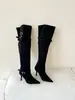 Outono/Inverno 2026 Novo Estilo Bico Fino Salto Agulha Emagrecedor Moda Francesa Sexy Deslumbrante Celebridade da Internet Feminina Botas Longas