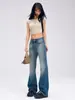 Jeans vintage desgastados de cintura alta, hechos a medida por marcas tailandesas y vietnamitas, moda femenina casual sueltos de pierna ancha rectos