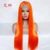 Comércio Exterior Peruca Mulheres Europeias e Americanas Laranja Changshun Cabelo Liso Front Lace Peruca de Fibra Química Fabricantes de Toucas