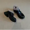 Versión de Piel de Oveja~ Zapatos Peludos Estilo Británico con Doble Correa, Nuevo Estilo Otoño e Invierno, Zapatos Pequeños de Piel Forrados de Lana, Zapatos de Tacón Grueso de Una Sola Pieza, Zapatos de Algodón para Mujer