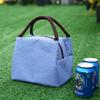 Bolsa de almuerzo aislante directa de fábrica, bolsa de almuerzo para estudiantes gruesa a rayas, bolsa de almuerzo portátil de tela Oxford