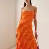 Vestido de tirantes largo con abertura estilo europeo y americano transfronterizo para vacaciones, nuevo de verano 2025, con cordones, sexy, con volantes