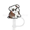 Nuevo protector de pajita de cachorro de dibujos animados tapa de pajita de 10 MM tapón de polvo de silicona decoración de pajita de fiesta de dibujos animados linda cruz