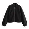 Moda Femenina Nueva Otoño/Invierno 2026 Amazon Transfronteriza Europea y Americana Holgada Casual Color Sólido Versátil Chaqueta Bomber