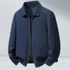 Chaqueta para Hombre 2026 Primavera/Verano Estilo Delgado con Solapa y Cremallera, Lujo Juvenil Casual Abrigo de Lino sin Planchar