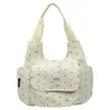 Bolsa de lona de gran capacidad con lunares para mujer, nueva moda 2026, bolso de hombro tipo commuter con lazo, bolsa de mano para estudiantes