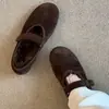 Zapatos de Cuero Peludos de Felpa de Moda para Mujer para Otoño e Invierno, Zapatos de Algodón de Velcro de Nicho con Forro Polar Adicional, Mocasines Casuales sin Cordones