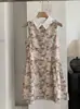 Vestido de Pintura a Óleo para Menina KEKEZOON, Estilo Nobre, Gola Camisa Estampada, Sem Mangas, Cintura Marcada, Vestido Princesa para Mulheres 7691