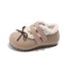 Zapatos de algodón para niños, zapatos Birkenth con forro polar, invierno 2024, nuevos zapatos coreanos cálidos para niñas, zapatos Mao Mao con lazo
