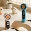 Mini Ventilador de Turbina Portátil com Display Digital, Luz LED, Carregamento USB, Longa Duração da Bateria, Ventilador Portátil para Exterior com Cordão