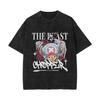 Nova Camiseta de Algodão Lavada Vintage Estilo Americano Solon Lufei Riman Estampada Lavada Velha Manga Curta