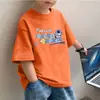 Camiseta infantil de manga curta 100% algodão puro para meninos, roupa de verão para bebês e meninos pequenos, top moderno de modelagem solta
