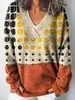 Sudadera de cuello redondo de marca independiente europea y americana, suéter de punto multicolor de manga larga con cuello en V para otoño e invierno, línea creativa original