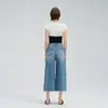 Nuevos Jeans Franceses Otoño/Invierno para Mujer Versátiles Personalidad Relajados Pierna Ancha Algodón Lavado Azul Retro Acortados Pantalones Casuales