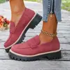 Nuevos Mocasines de Gran Tamaño para Primavera y Otoño 2025, Zapatos Casuales de Gamuza de Gran Tamaño Estilo Británico para Mujer, Tacón Grueso, Suela Gruesa, Estilo Vintage para Exportación