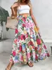 2026 Nueva Falda Floral de Línea A Europea y Americana para Primavera, Verano, Otoño, Falda Media de Cintura Media, Falda Larga de Dobladillo Ancho Transfronteriza de Amazon