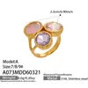 Anel Colorido de Pedra de Vidro em Aço Inoxidável Banhado a Ouro com Strass para Mulheres, Anel para Dedo Indicador com Design Único, Anel de Combinação