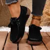 Novos sapatos femininos transfronteiriços europeus e americanos, de sola grossa, modernos, com cadarço, casuais, de camurça, bico redondo europeu e americano, atacado, tamanho grande