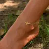 Tobillera Dorada de Cruz Nueva Transfronteriza 2026, Cadena de Tobillo Ajustable de Moda y Sencilla Estilo Ins, Regalo para Mujer