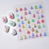Novos Adesivos de Arte para Unhas de Natal Ins Coloridos Árvore de Natal Floco de Neve Atmosfera Relevo Estéreo Adesivos de Unha com Verso Adesivo