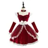 Vestido de Navidad de Princesa Brillante Súper Lindo Nuevo Original Vestido Borgoña Atuendo de Sirvienta Disfraz de Celebridad de Internet para Transmisión en Vivo