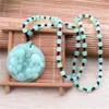 Collar de suéter largo y chic con colgante de vidrio imitación jade y colgante de amatista rosa de la suerte, estilo coreano para mujer, combinable