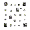 Parches para Uñas de los Pies Adhesivos Parches para Uñas de los Pies Estampado de Leopardo Blanco y Negro Moda de Verano Parches para Uñas Falsas