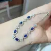 Nuevo brazalete de plata S925 de lujo con zafiro natural incrustado, muchos Diana, simple, elegante, con incrustaciones de 3*5mm