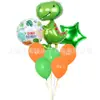 Chapéu de Aniversário de Dinossauro T-Rex com Coroa de Desenho Animado Transfronteiriço Conjunto de Balões de Folha de Alumínio de Dragão Fofo Venda por Atacado