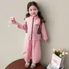 Conjunto de cremallera de bloques de color estilo coreano para niñas, nuevo conjunto de dos piezas de moda primavera y otoño 2026 para niñas pequeñas con estilo