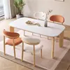 Mesa de Comedor Sencilla de Tronco de Madera Maciza Sala de Estar Ovalada de Roca Mesa de Comedor al por Mayor Mesa de Comedor Integrada para el Hogar con Sillas