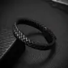 Pulseira Masculina Europeia e Americana Retro Tecida em Couro Pulseira PU Personalizada Tendência Hip-Hop Fecho Magnético Joia