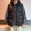 Chaleco de Plumón para Hombre Invierno Versátil Holgado Chaleco Exterior Resistente al Frío Cálido Engrosado con Capucha Chaleco Chaqueta de Trabajo