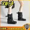 Hebilla de cinturón estilo coreano, botas de moda apiladas para mujer, nuevo modelo de otoño 2026, que aumentan la altura, adelgazantes, de punta redonda, hasta la pantorrilla, botas de moda