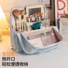 Bolsa de maquillaje vertical, gran capacidad, bolsa de equipaje portátil para viajes, impermeable, bolsa de almacenamiento compartimentada para mujer, se puede colgar