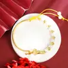 Nuevo Estilo Chino Pulsera Vietnamita de Arena Dorada Estilo Palacio Ruyi Perla Media Pulsera Femenina Diseño de Temperamento Sensación Color Duradero Joyería sin Color