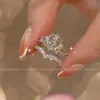 Anillo de Princesa de Escape Anillo de Zirconia Femenino Nicho Corona Superpuesta Anillo de Pareja Anillo de Pareja para Novia Pareja Alto Sentido 2024