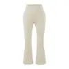 Pantalones de yoga deportivos acampanados de cintura alta, pantalones cortos, nuevo estilo de verano 2026, leggings casuales elásticos ajustados de color liso para mujer