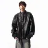 Jaqueta de Couro para Motocicleta Melard para Homens e Mulheres, Jaqueta de Couro Marrom Café Cleanfit para Primavera e Outono, Jaqueta de Baseball Estilo Americano